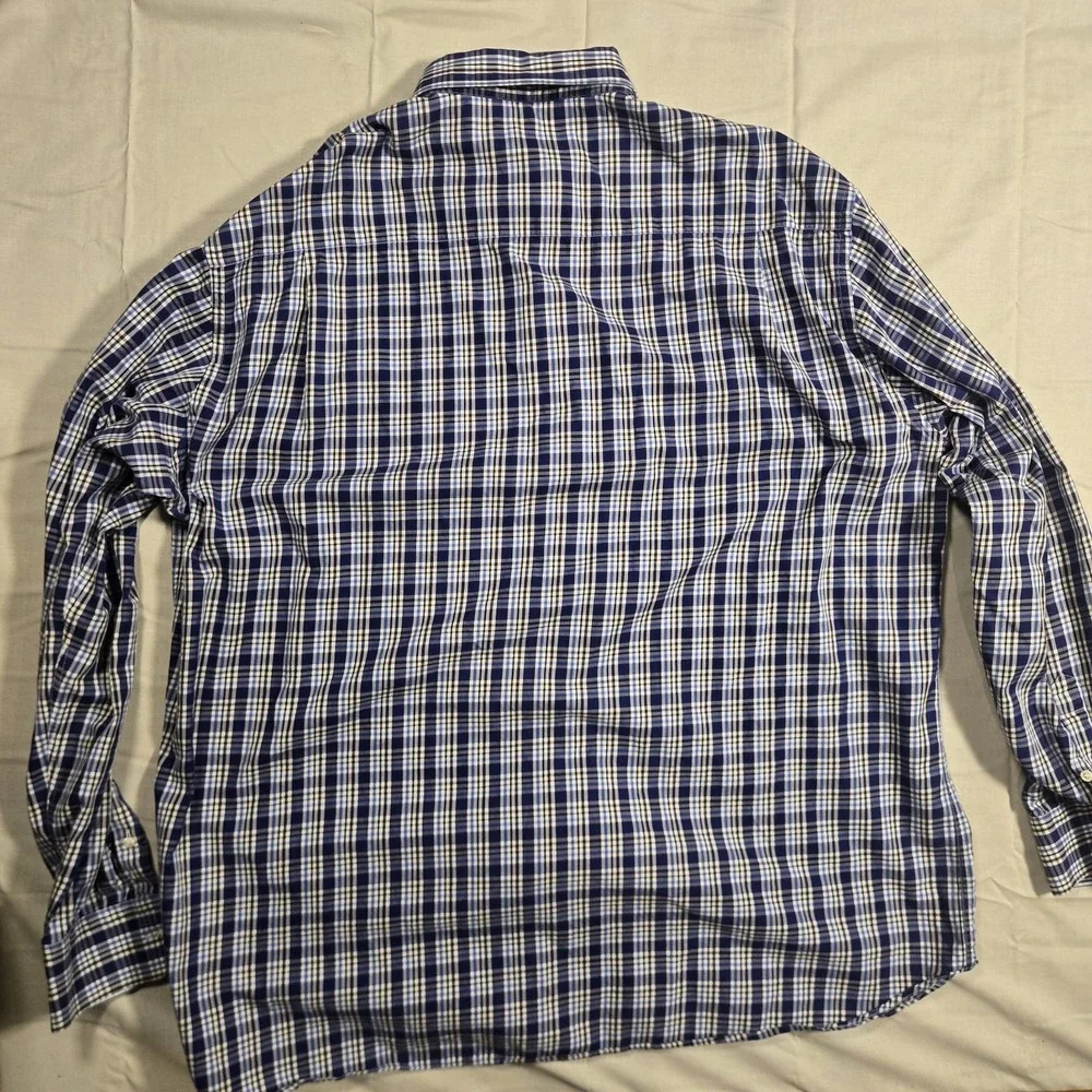 Paul & Shark men's long sleeve checked plaid formal button up shirt size 45
